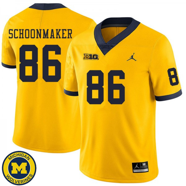 Men Michigan Wolverines #86 Luke Schoonmaker Yellow Replica Jersey